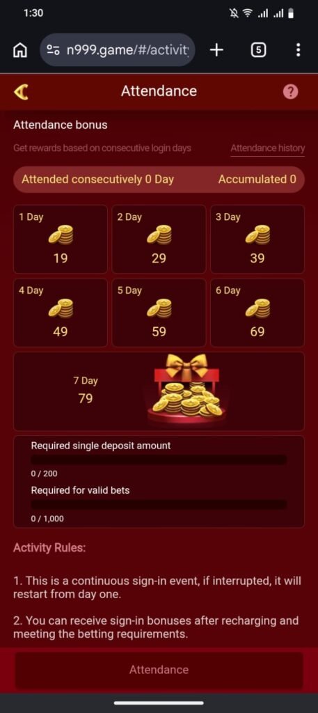 Deposit Menu Screenshot